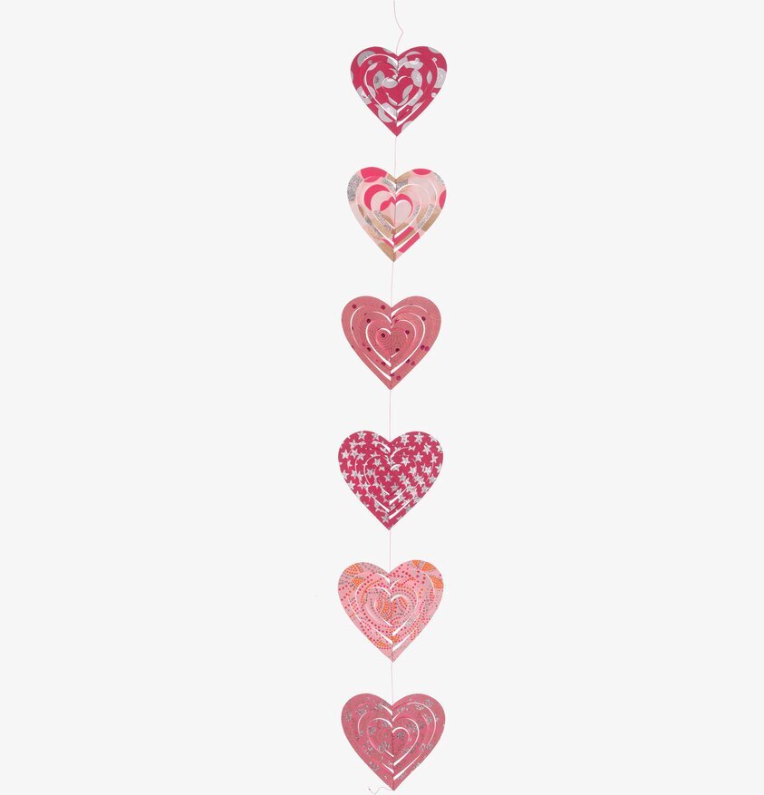 Dekoration Hjärta Rosa från Sass & Belle, sex rosa hjärtan