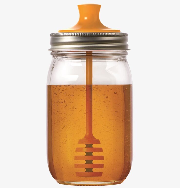 Honey Dipper från Ball Mason Jar med honungsskopa och lock