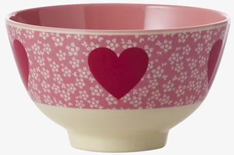 Liten Skål Melamin Heart Print från Rice med blommönster