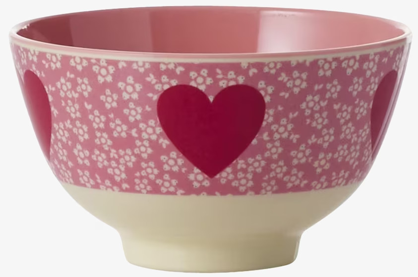 Liten Skål Melamin Heart Print från Rice med blommönster