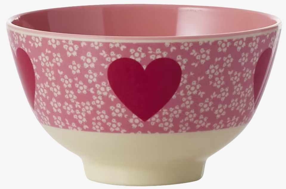 Liten Skål Melamin Heart Print från Rice med blommönster