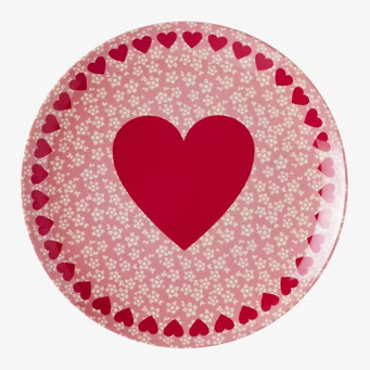 Desserttallrik Heart Print från Rice med hjärt- och blommönster