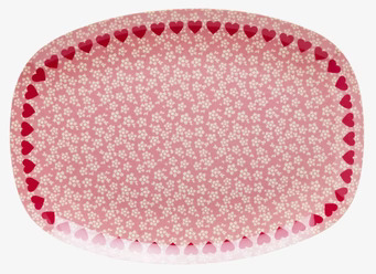 Liten Tallrik Heart Print från Rice med blommor och hjärtan