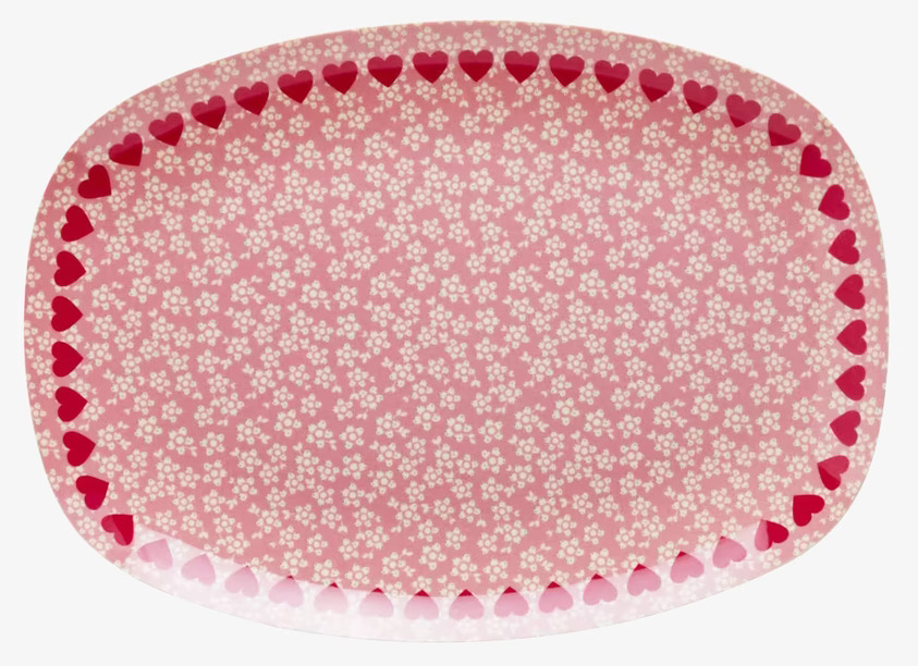 Liten Tallrik Heart Print från Rice med blommor och hjärtan