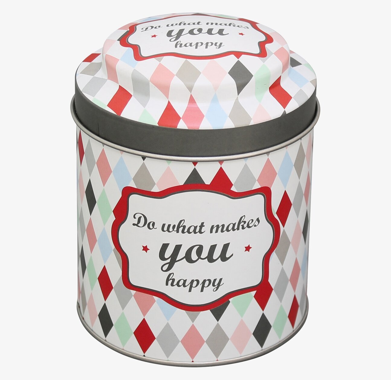 Bild av färgglad plåtburk med inspirerande citat