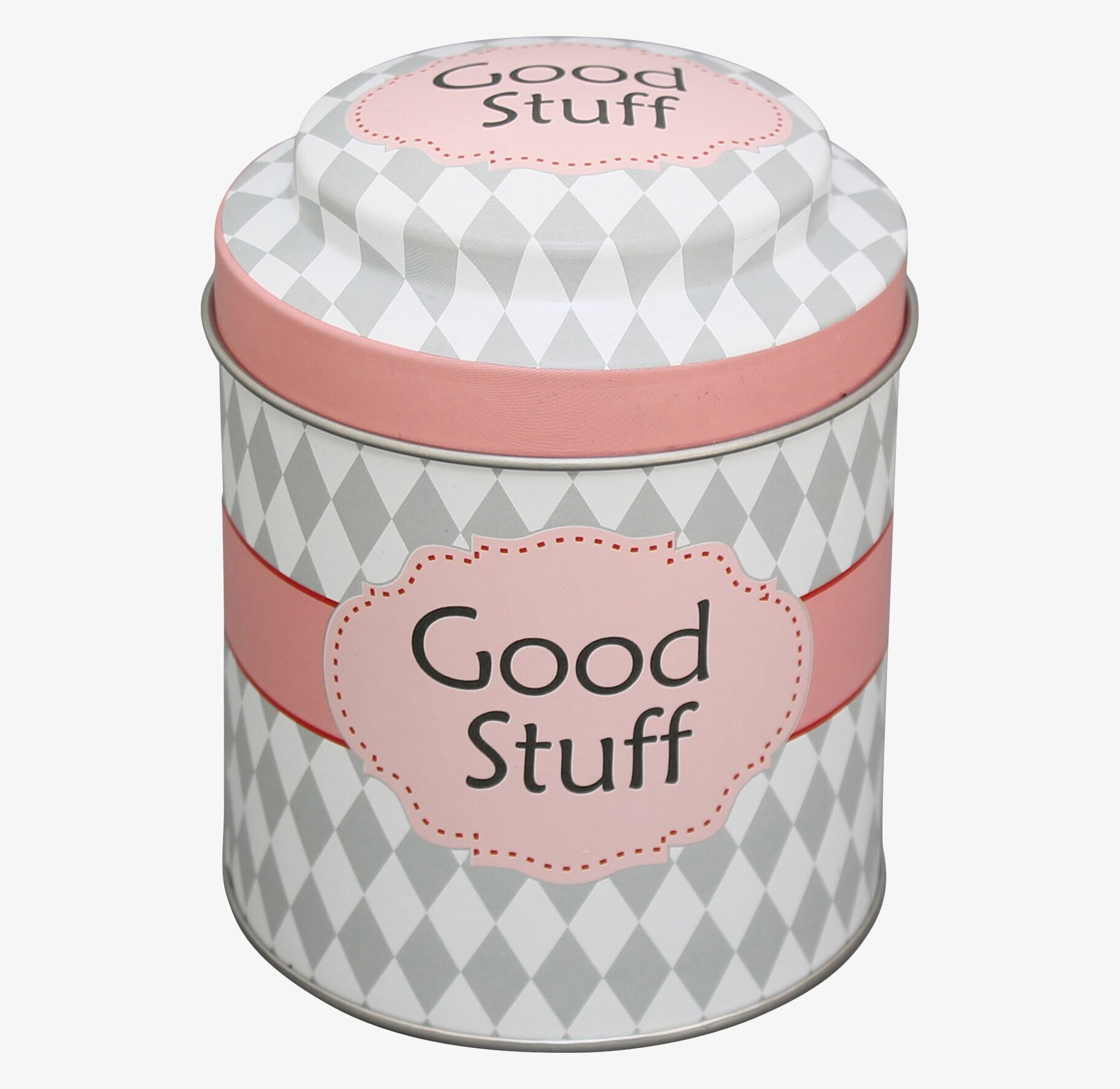 Plåtburk Good Stuff från Krasilnikoff med geometriskt mönster