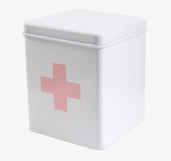 Bild av stilren och funktionell kubformad plåtburk