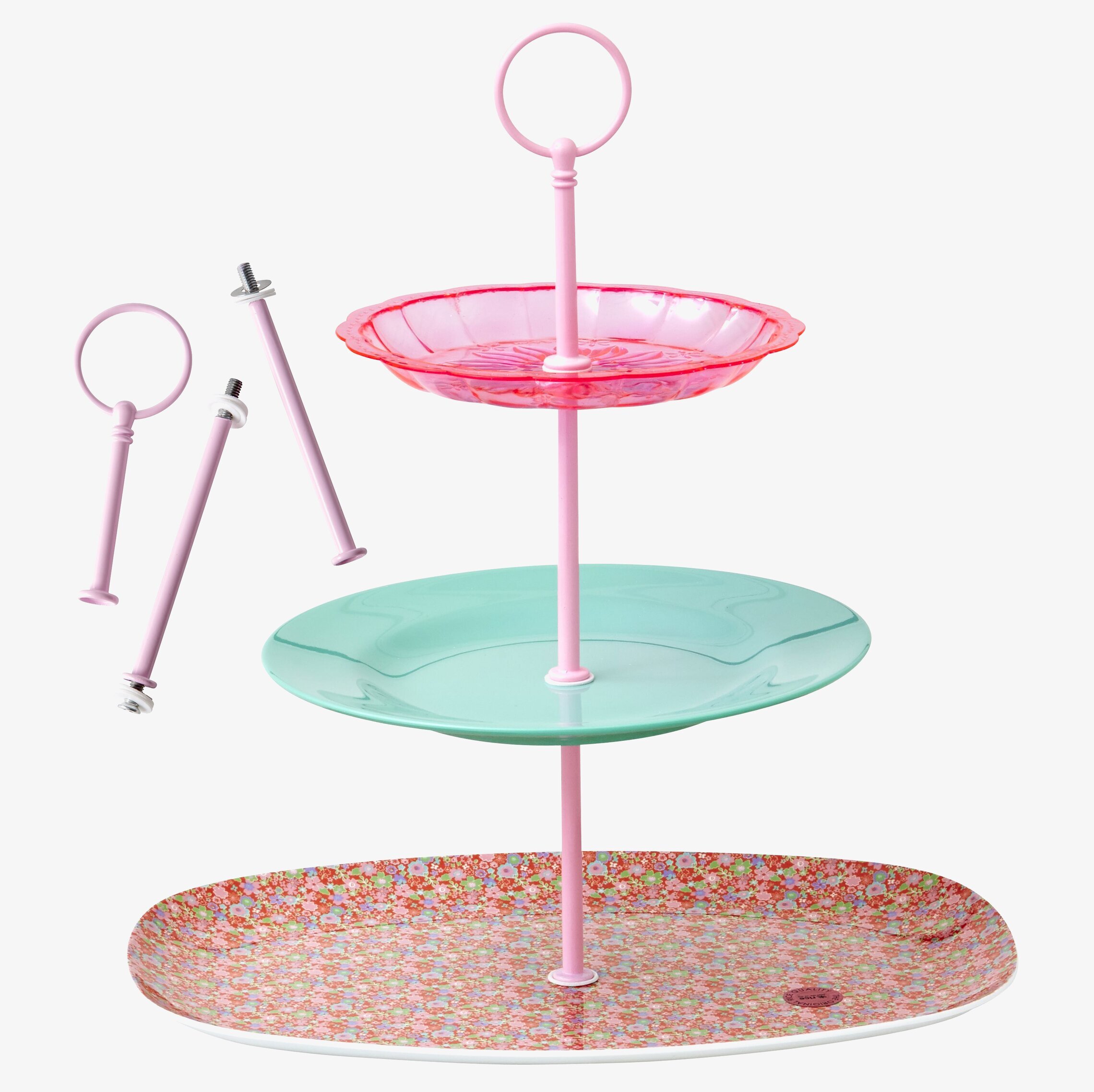 Gör ett eget kakfat - Rosa från Rice med tre färgglada nivåer