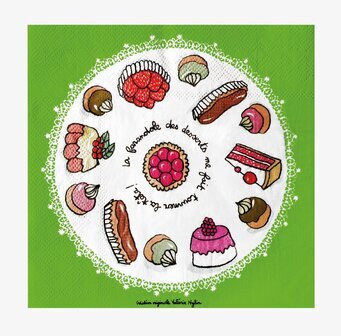 Servetter gröna från Derrière la porte med dessertmotiv