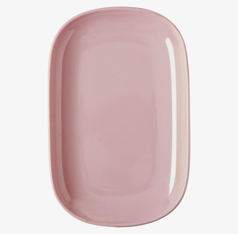 Small Lunch Plate rosa från Rice, rektangulär och pastellrosa