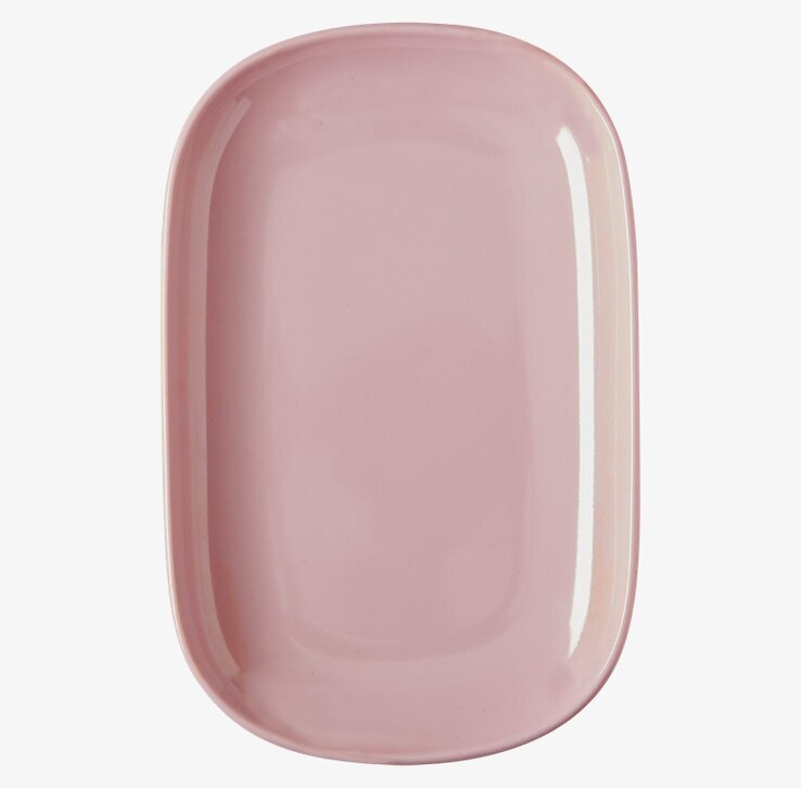 Small Lunch Plate rosa från Rice, rektangulär och pastellrosa