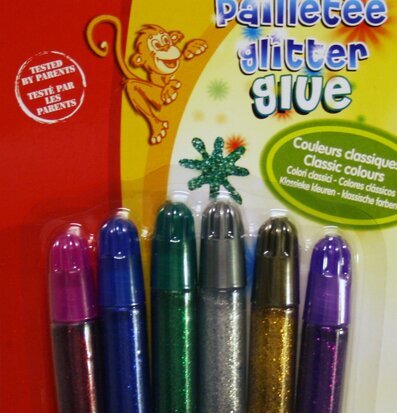 Glitterlim Klassisk, 6 färger från Color & Co för pyssel