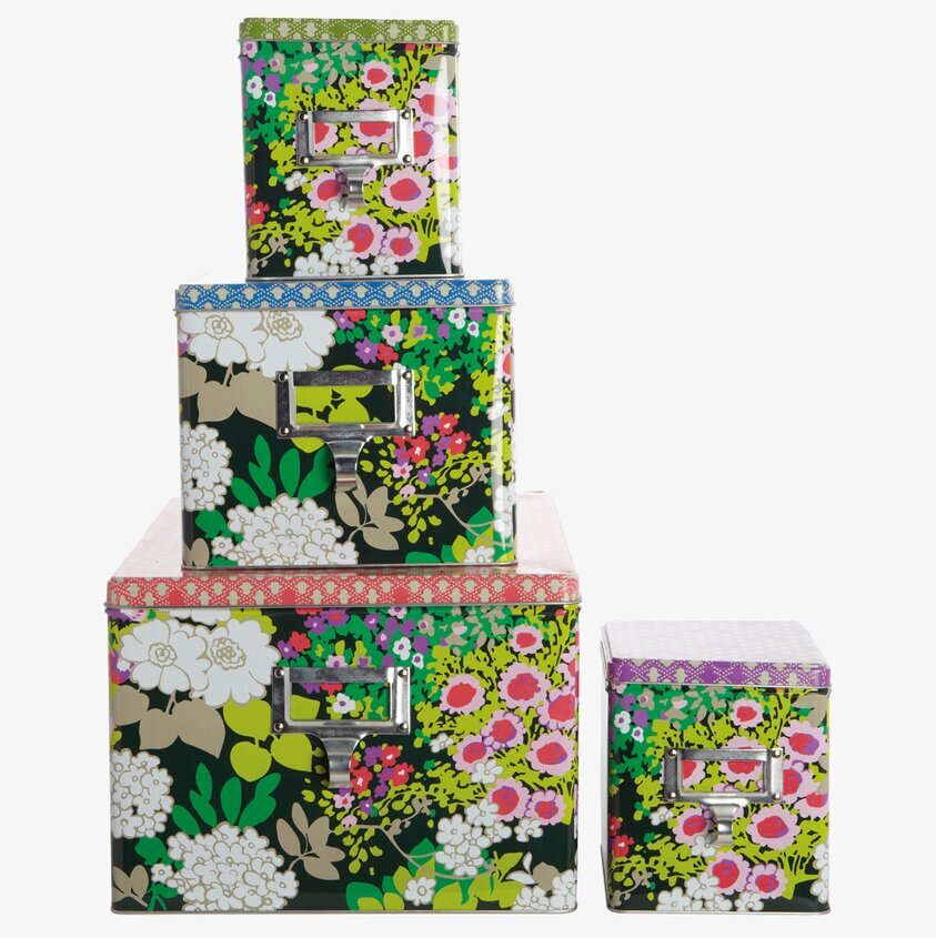 Wild flowers förvaringslådor från House Doctor i olika storlekar