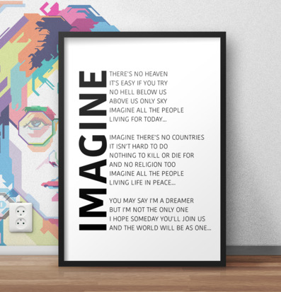 Poster - Imagine från The Fashion Room på ljusgrå vägg