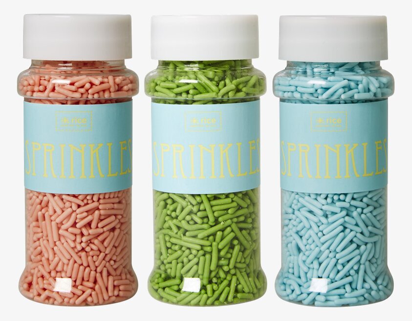Sugar Sprinkle Bakdekoration från Rice i tre färgglada burkar