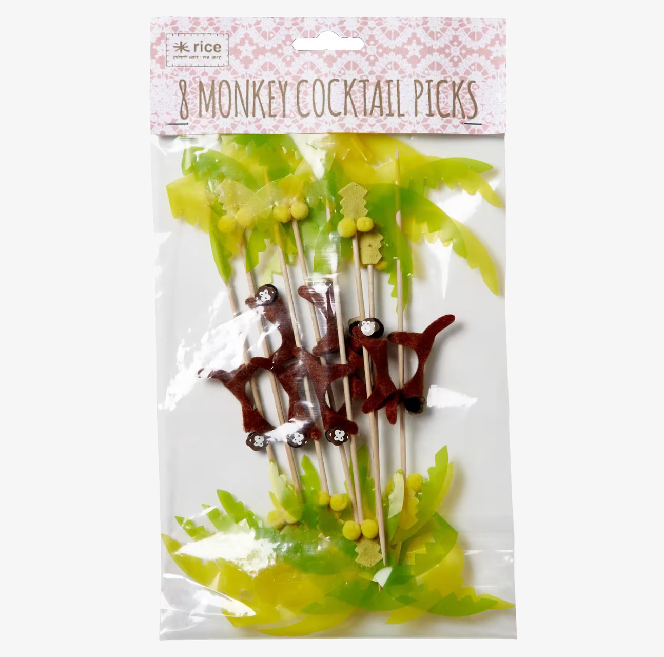 Cocktailpinnar Med Apor från Rice i färgglad förpackning