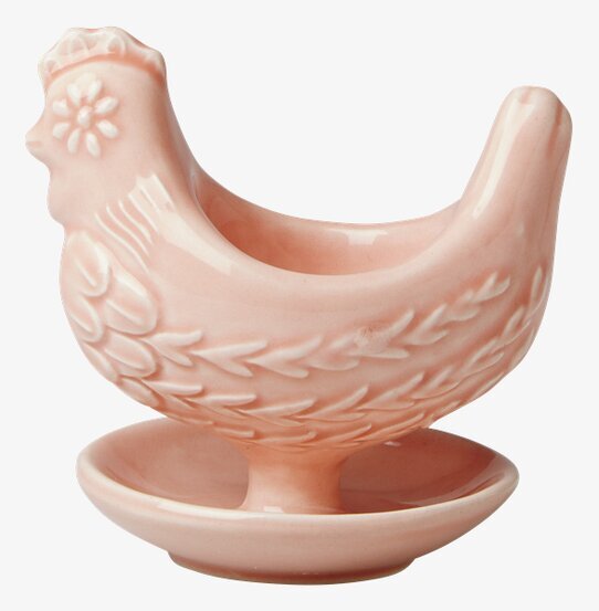 Äggkopp Höna Korall från Rice i korallrosa keramik