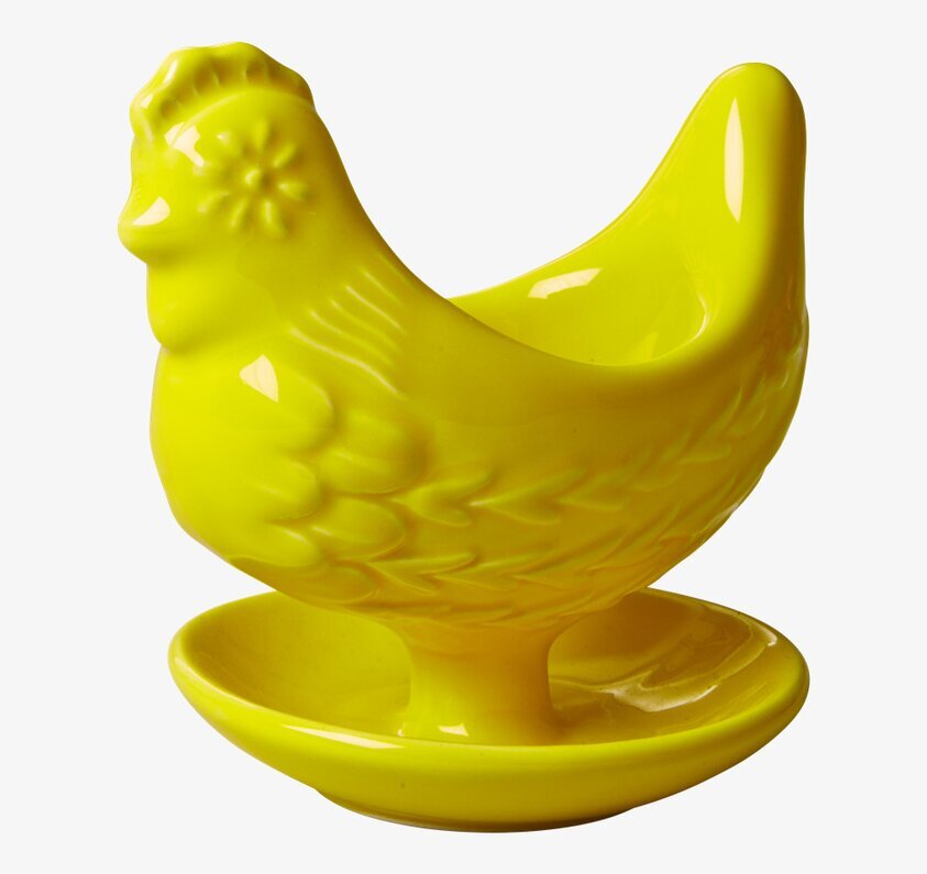 Äggkopp Höna Gul från Rice i klargul keramik på neutral bakgrund