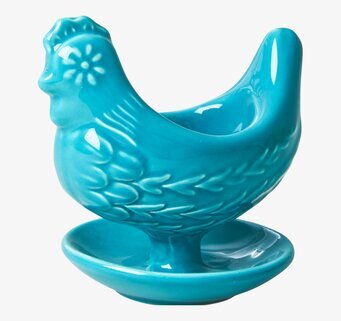 Äggkopp Höna Turkos från Rice i keramik med livfull färg