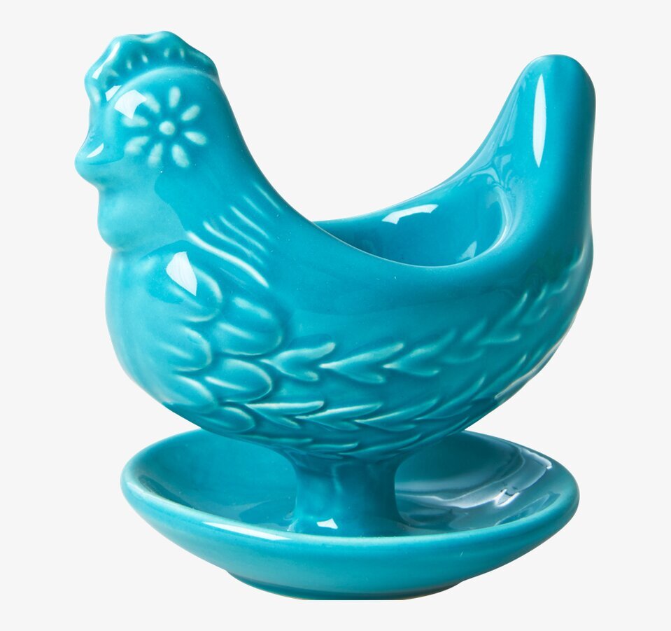 Äggkopp Höna Turkos från Rice i keramik med livfull färg