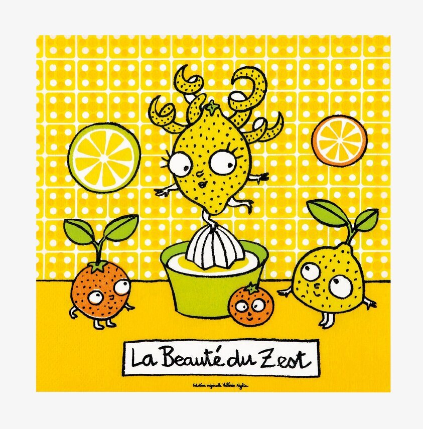 Servetter gula från Derriére la porte med citronmotiv