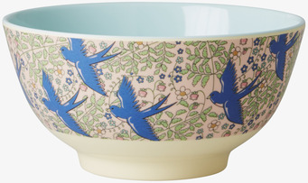 Skål Swallow Print från Rice med färgglada fågelmotiv
