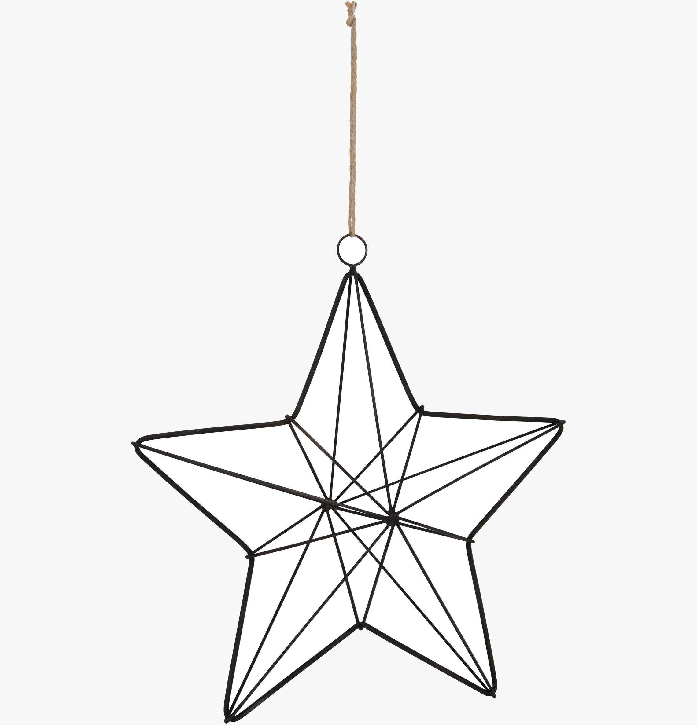 Stjärna 27 cm från IB Laursen i svart metall och natursnöre