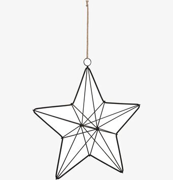 Stjärna 27 cm från IB Laursen i svart metall och natursnöre