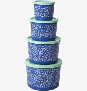 Matbox Blue Winter Blossom Print från Rice med blommönster