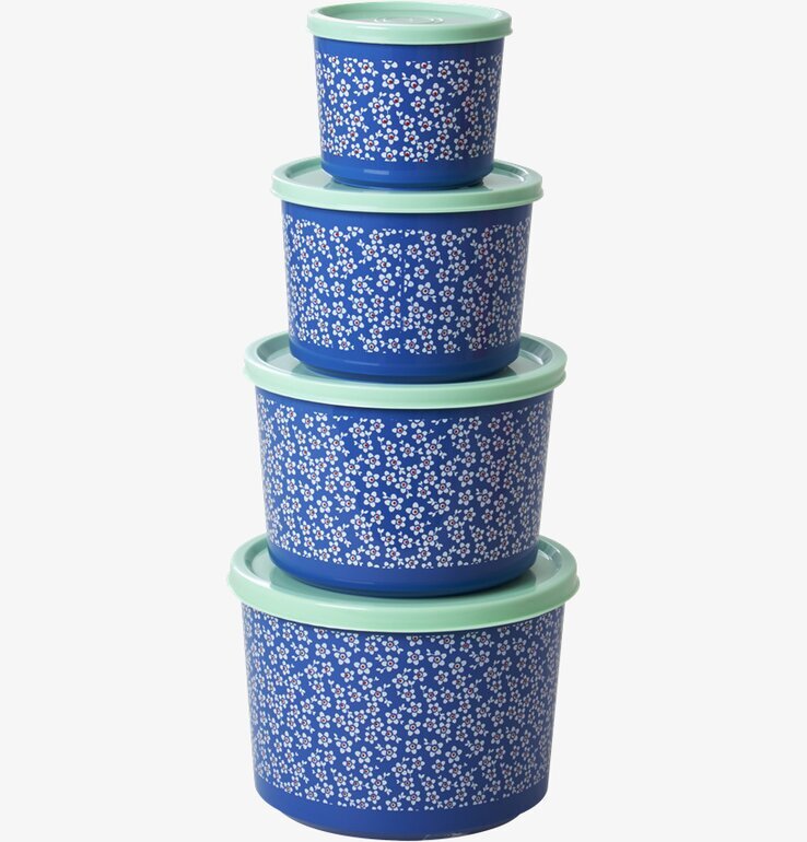 Matbox Blue Winter Blossom Print från Rice med blommönster