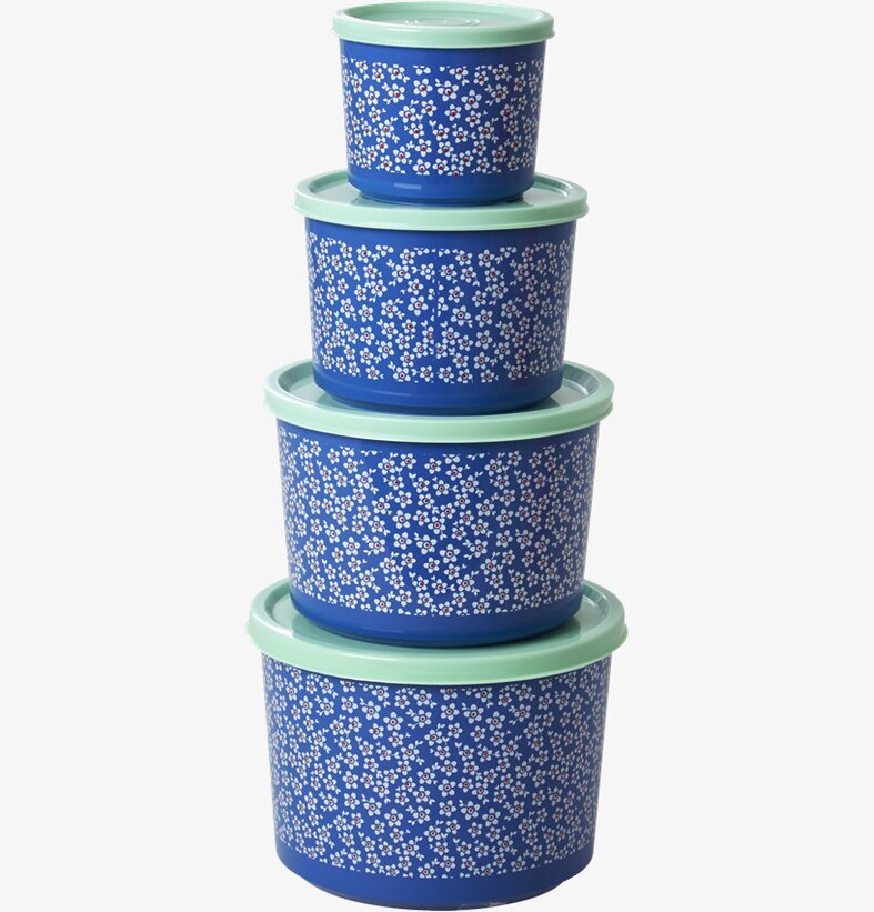 Matbox Blue Winter Blossom Print från Rice med blommönster