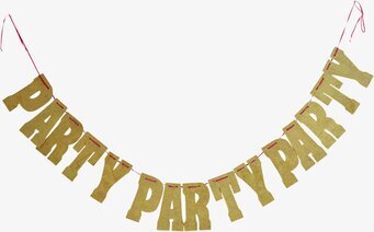 Girlang Golden Glitter Party från Rice upphängd på vit bakgrund