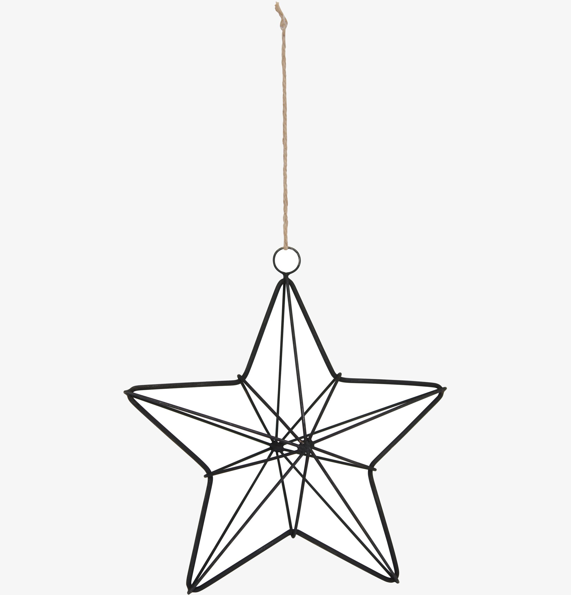 Stjärna 20 cm från IB Laursen i svart metall med jutesnöre