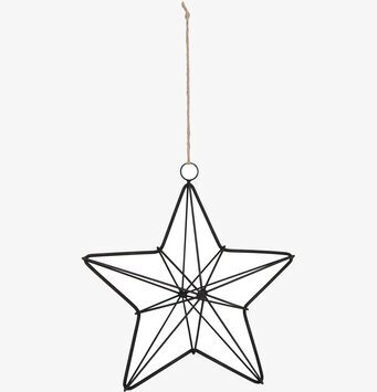 Stjärna 20 cm från IB Laursen i svart metall med jutesnöre