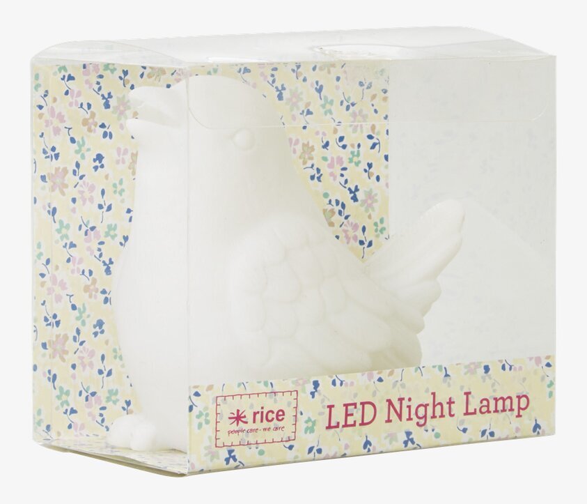 Nattlampa Fågel LED från Rice, vit fågel med LED-belysning