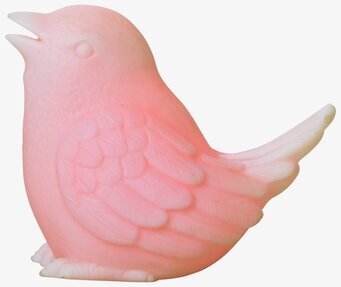 Nattlampa Fågel LED från Rice med rosa och vita detaljer