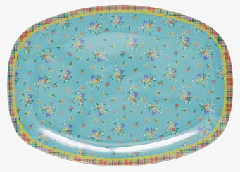 Tallrik Aqua Blommor från Rice med färgglada blommor