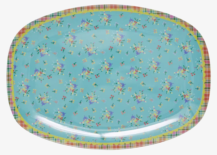 Tallrik Aqua Blommor från Rice med färgglada blommor