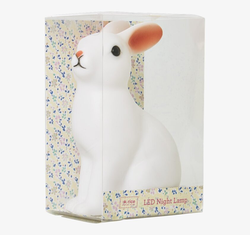Nattlampa Kanin LED från Rice i genomskinlig plastlåda