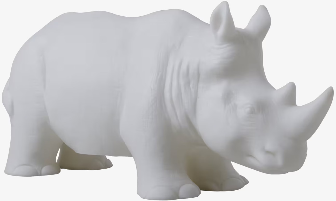 Lampa LED Noshörning från Rice, vit plast, neutral bakgrund