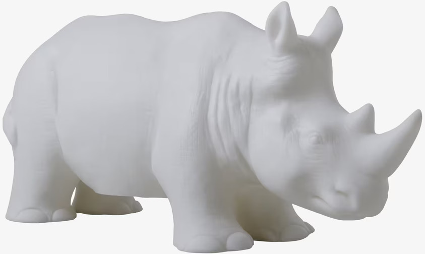 Lampa LED Noshörning från Rice, vit plast, neutral bakgrund