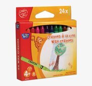 Vaxkritor 24 st från Color & Co i färgglad kartongförpackning