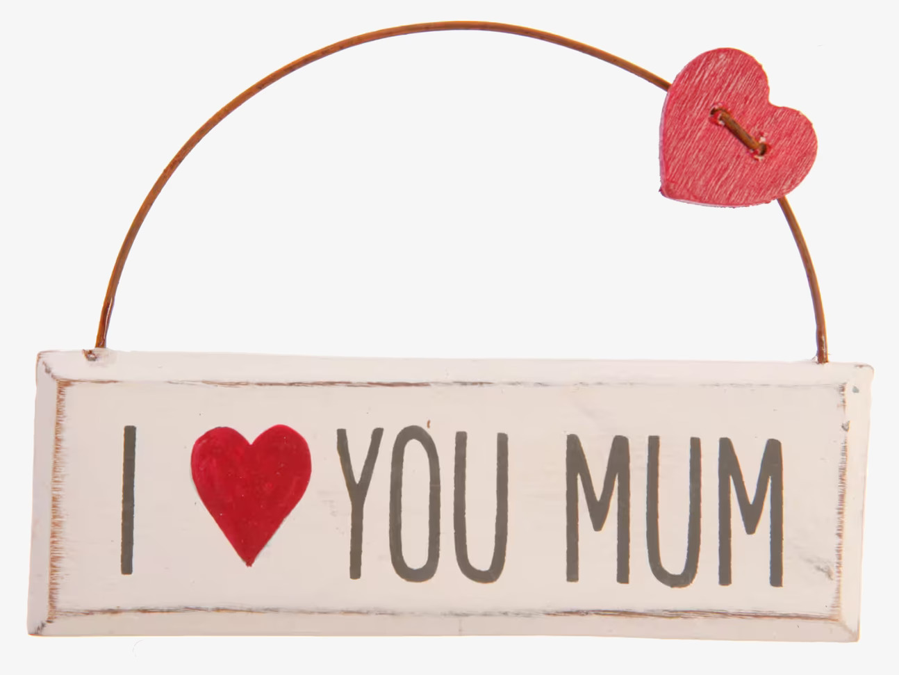 Träskylt - I Love You Mum från Sass & Belle med rött hjärta