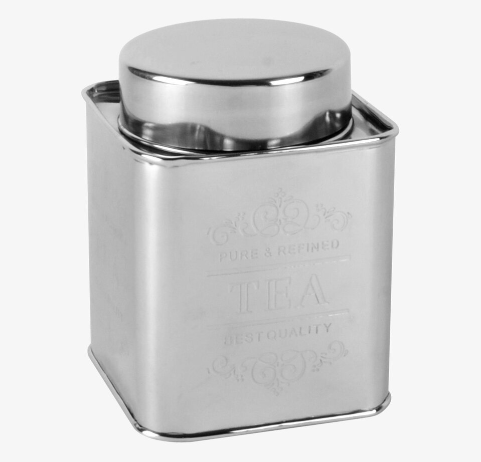 Metallburk Tea från IB Laursen med elegant inristad text