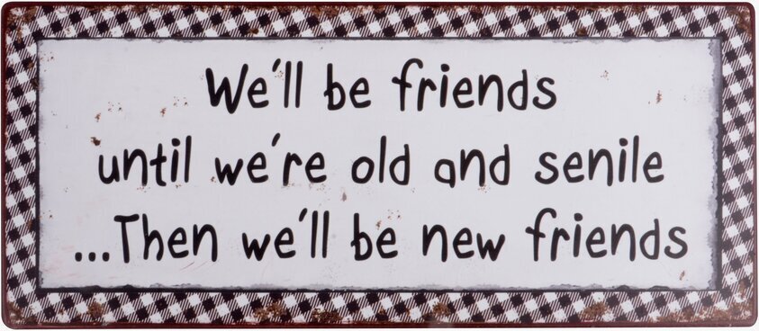 Plåtskylt We´ll Be Friends från IB Laursen med humoristisk text
