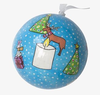 Handmålad julgranskula Blå från Rice med detaljerade motiv