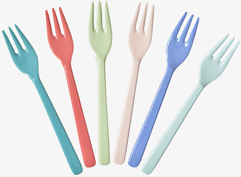 Tårtgafflar 6-pack från Rice i färgglad och hållbar plast