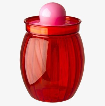 Plastburk Retro Röd från Rice med rosa lock och ribbad yta