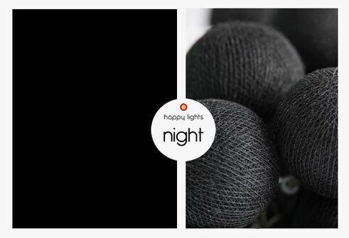 Ljusslinga Night 20 från Happy Lights med svarta bollar