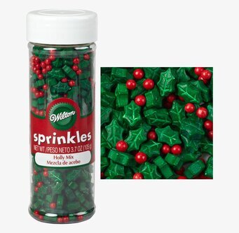 Strössel Holly Mix från Wilton i genomskinlig plastburk